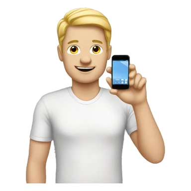 white person makes photo with smartphone sticker