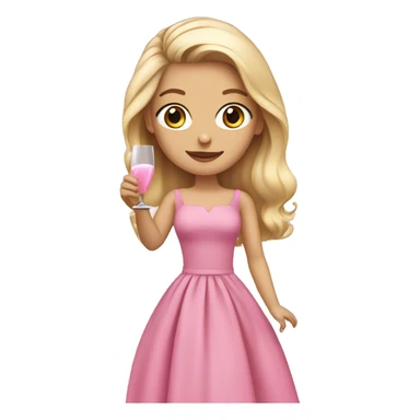 blonde girl with brown eyes in a pink dress holding champagne in her hands sticker