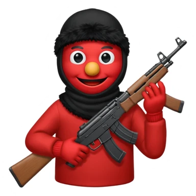elmo with an AK47 and an black balaclava sticker