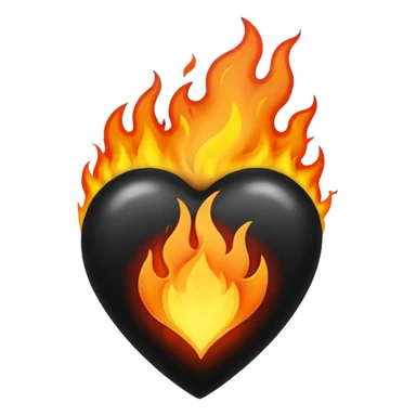 Black heart on fire sticker