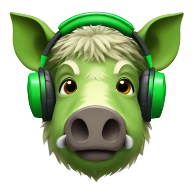 boar in green headphones sticker