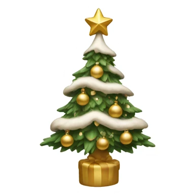 christmas tree with beige and gold decorations and some snow sticker