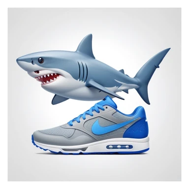 As un tiburón con zapatos nike azules  sticker