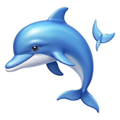 Beautiful and Majestic Dolphin Portrait Emoji, Radiating serene elegance and adorable charm with a graceful, streamlined form and luminous, glossy blue skin that shimmers under the sun, gentle, expressive eyes and a soft, content smile, Simplified yet exquisitely endearing features, highly detailed, glowing with a soft, majestic aquatic light, high shine, calm and enchanting, stylized with an air of timeless oceanic beauty, soft glowing outline, capturing the essence of a beautiful and majestic dolphin that embodies the pure magic of the sea! sticker