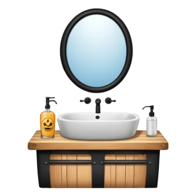 sink on a barrel bathroom with mirror sticker