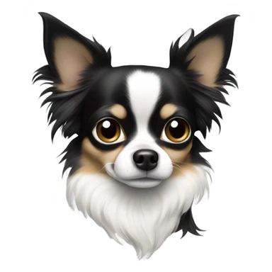 fully only black and white long haired chihuahua sticker