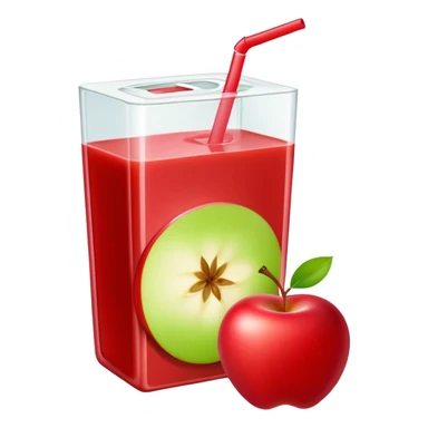 A Juice box emoji with a apple slice on it  sticker