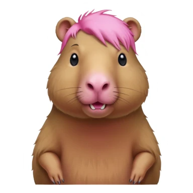 Capybara with pink head hair, standing sticker