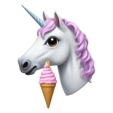 unicorn with a bow eating ice cream sticker