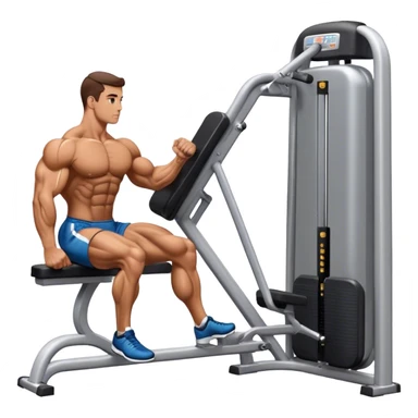 side-view bodybuilder using gym calf-raise machine sticker