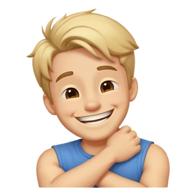 Crossed arms holding neck laughing guy sticker