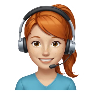 receptionist face ponytail ginger with headpset sticker