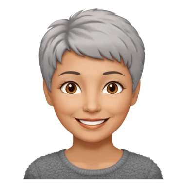 woman 50 years old, short grey fluffy cut hair, tannes skin and brown eyes sticker