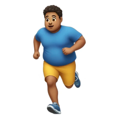 Chubby and fatty small boy running  sticker