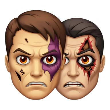 dc two face one half normal face other half burnt sticker