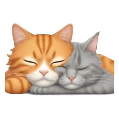 Orange cat and grey cat with long hairs sleeping together  sticker