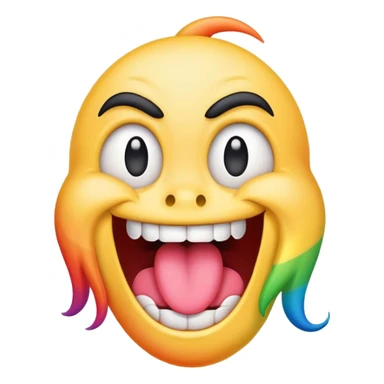 extremely silly emoji face with crazy crossed eyes, rainbow colored tongue flailing wildly from side to side, goofy expression, comical, exaggerated sticker