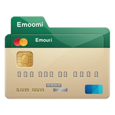 light beige credit card with dark green accents sticker