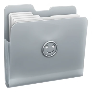 A **simple emoji-style icon** of a **frosted light-gray plastic folder** with **rounded corners**, **elastic string and button closure**, slightly translucent, clean front, subtle shading, and a **small tax/forms symbol in one corner.
 sticker