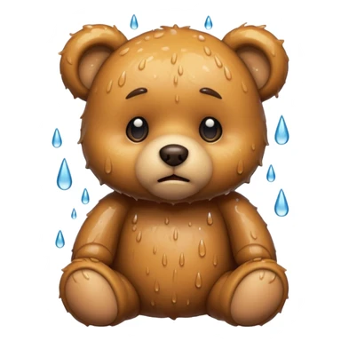 Sad teddy bear in the rain sticker