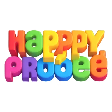 Transform the 'Happy Pride Month' text into a bold, colorful 3D style with a transparent background, maintaining the vibrant and festive look. sticker
