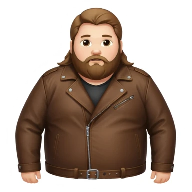 Long hair obese men with beard in leather jacket sticker