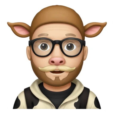 Man wearing a cow and a chin strap beard and black glasses  sticker
