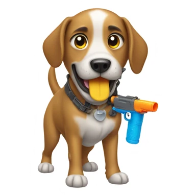 dog with a water gun sticker