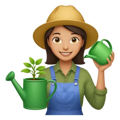 woman gardener with watering pot sticker