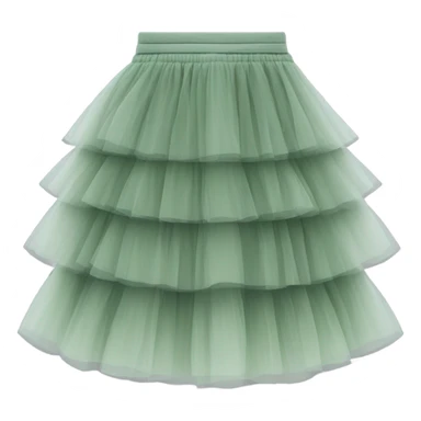 Long Sage Green tiered tulle skirt, isolated sticker