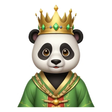 panda king portrait, head and shoulders only, bamboo-themed crown, royal robe collar, calm wise expression, cute fantasy style, 3D cartoon, mobile game icon style, clean background, no text, no watermark
 sticker