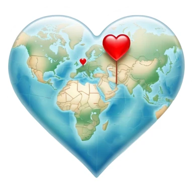 Translucent ethereal map with actual cartographic details, red heart markers for relationships and different colored pins for various emotional experiences sticker