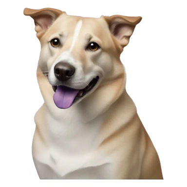 dog portrait with blurry background and purple lotus flower sticker