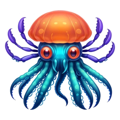 Neon glowing jellyfish-crab-squi sticker