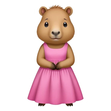 cute capybara in a pink dress emoji sticker