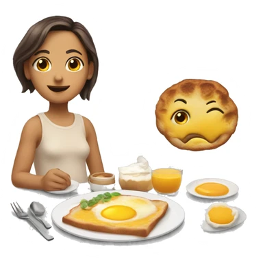 a breakfast mood emoji that represents the beauty of the morning and the bauty of staying together havng breakfast sticker
