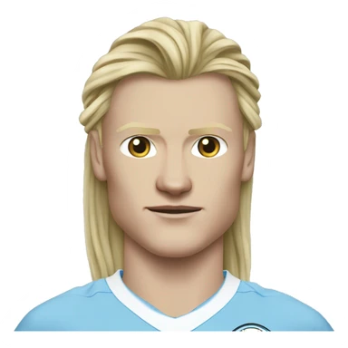 Erling haaland in a man city shirt and long hair in a pony tail sticker