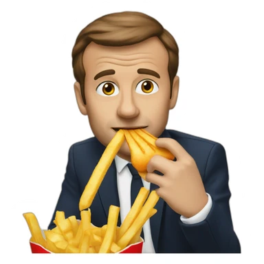 Macron eating fries sticker