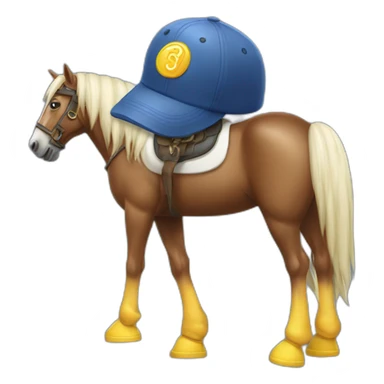 Horse wearing moonboots and cap sticker