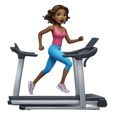 Realistic brunette girl with bright blue eyes running on treadmill  sticker
