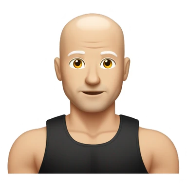 white guy with no hair, in a black tank top doing shoulder press sticker