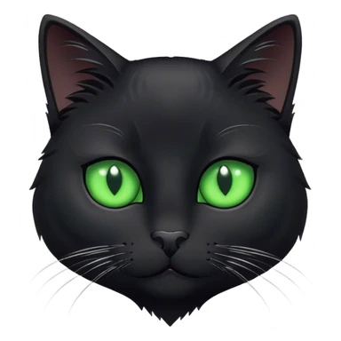 A black cat with green eyes and a white spot on its chest sticker