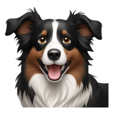 Border Collie black brown, happy and cute with flat fur sticker