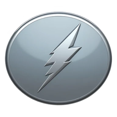 A lightning bolt emoji made of polished silver chrome, sharp yet rounded edges, glossy metallic surface, soft reflections, minimal futuristic design, iOS emoji style, centered, clean white background sticker