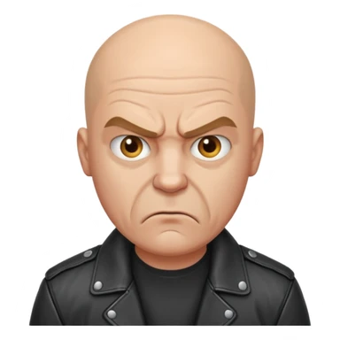 Angry bald man in a leather jacket sticker