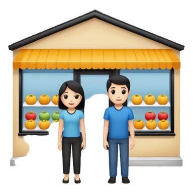 Only two grown characters + shop building sticker