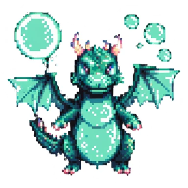 Bubble Bobble video game green dragon shooting bubbles sticker