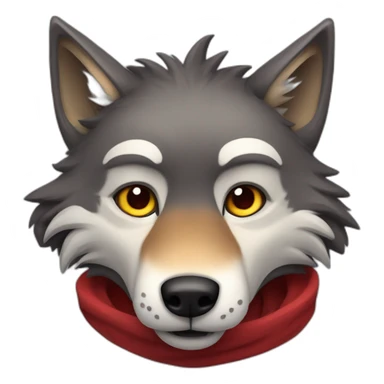 a full body furry anthropomorphic dark grey and red wolf with only fur saying hello sticker