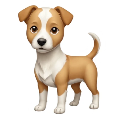 a full body facing front on of a buff white beagle cross jack russell terrier looking dog the size of a kelpie with light brown long ears resting on its face and a light brown patch above one eye and a large snout. the rest of the dog is completely white.  sticker