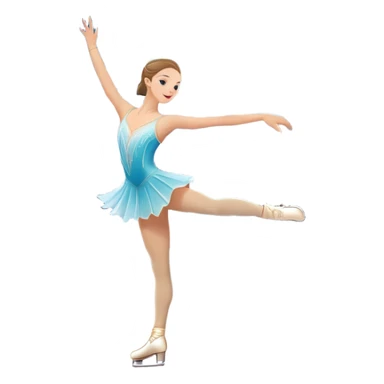 An colorful icon featuring a graceful figure skater performing a spin on the ice. The background includes a grand ice rink palace with shining spotlights and cheering spectators in the stands. Transparent background highlights the elegance and artistry of figure skating sticker